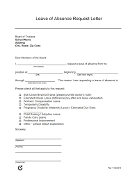 free leave of absence letter sles pdf