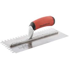 square notch trowel with rubber handle