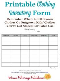 Printable Clothing Inventory Form
