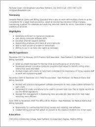 Such as testing, treatments, and procedures. Medical Claims Billing Specialist Resume Example Mpr