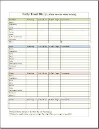 Daily Food Diary Chart Template Printable Medical Forms