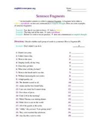 Sentence Fragments Worksheet For 3rd 5th Grade Lesson Planet