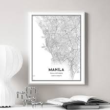 A wide variety of decors in manila options are available you can also choose from home decoration, weddings, and beach decors in manila, as. Manila Map Print Black White Canvas Poster Modern Wall Art Painting Manila Gift Nordic Decoration Picture Philippines Home Decor Painting Calligraphy Aliexpress
