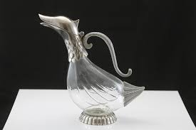 Silverplated Duck Glass Decanter