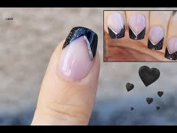 black chevron french manicure nail art