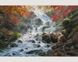 Original Waterfall Painting By