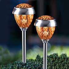 Set Of 2 Faceted Solar Stake Lights