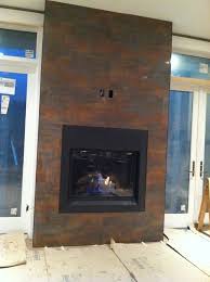 Fireplace Tile Looks Like Rusted Metal