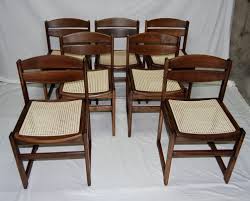 rattan dining chairs, 1950s, set