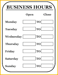 Store Hours Sign Template Free Resume Examples Business