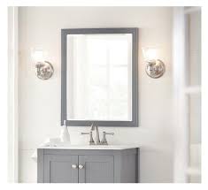 The bathroom vanity is made of concrete sheathed. Cranbury 30 In L X 24 In W Wood Framed Wall Mirror In Cool Gray