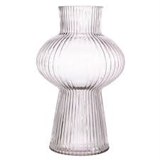Shapely Fluted Glass Vase Clear 35cm