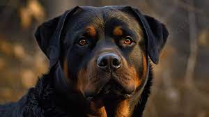 black and tan rottweiler dog has a red
