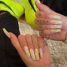 24pcs fluorescent yellow fake nails