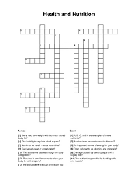 health and nutrition crossword