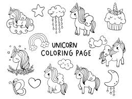 Cute my little unicorn 5 different coloring pages to print. Premium Vector Cute Baby Unicorn Sitting With Cupcake Doodle Drawing Coloring Page Illustration