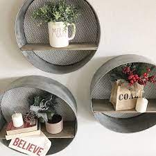 Galvanized Metal Round Shelves Coal