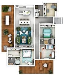 Photo About 3d Furnished Floor Plan Of