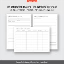 2019 Job Application Worksheets Letter Size A4 Filofax A5 Planner 2019 Best Planner Planner Inserts Printable Planner Planner Pages Instant