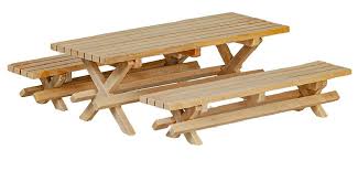 Dolls House Bare Wood Picnic Table And