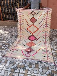 rustic wool beni ourain rug moroccan