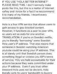 If you are an american travelling abroad, unblock hulu, netflix, pandora and other geographically blocked sites without needing a vpn!' and is an app in the file sharing category. Stop And Read If You Use Hola Better Internet Album On Imgur