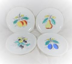 Milk Glass Plates With Fruit Pattern