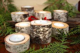 Birch Yule Log Candle Holder Comes With