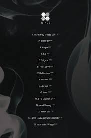 This is all of bts's official songs in order. Bts Reveals Track List For 2nd Full Album Wings Soompi