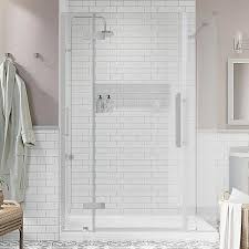 pivot frameless shower door in chrome