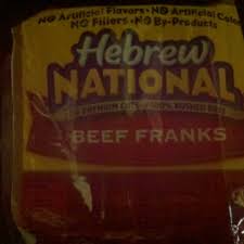 calories in hebrew national beef franks