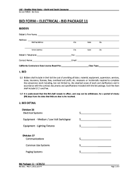Electrical Bid Form Template Fill Online Printable