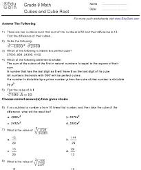 Grade 8 Math Worksheets And Problems