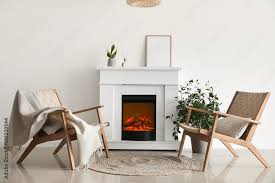 Modern Fireplace With Blank Frame
