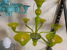 Green Murano Style Glass Chandelier