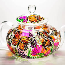 Hand Painted Glass Mugs And Teapots