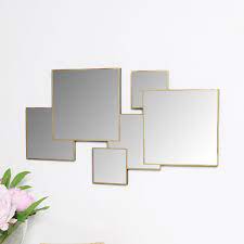 gold multi square wall mirror flora
