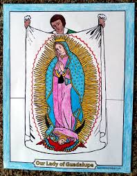 Download or print this amazing coloring page: Our Lady Of Guadalupe Coloring Page Juan Diego And His Tilma