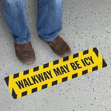 walkway may be icy adhesive floor sign