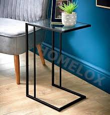 Sofa Side Table Black With Clear Glass