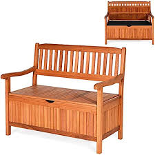 Tangkula Wooden Outdoor Storage Bench