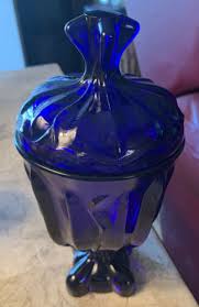 Vintage Cobalt Blue Art Glass Pedestal