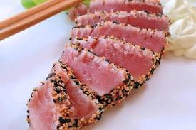 sesame crusted tuna with wasabi cream
