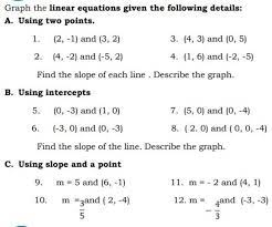 Graph The Linear Equations Given The
