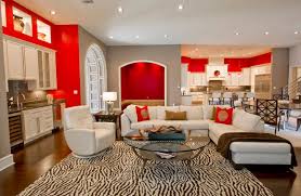 red and white living room interior designs