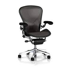Executive Aeron Chair By Herman Miller Polished Aluminum Frame Leather Arms Posturefit Lumbar Carbon Classic Size C Large