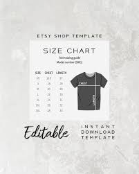 editable size chart tshirt editable