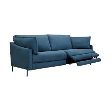 blue fabric power reclining sofa
