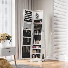 Standing Jewelry Armoire With Mirror