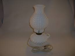 Hobnail Milk Glass Lamp By Fenton Old